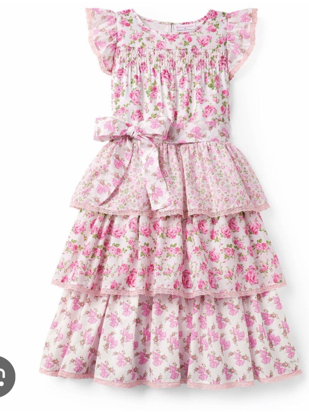 American Girl Doll and LoveShackFancy Girls Pink Floral Tiered Dress 4T